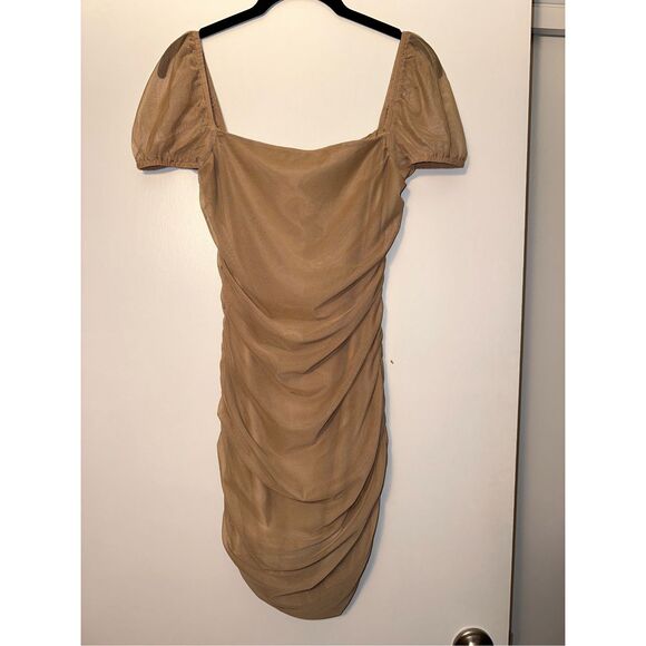 Princess Polly Women’s Charvi Mini Dress Light Tan Brown Size 8 NWT - Picture 1 of 10